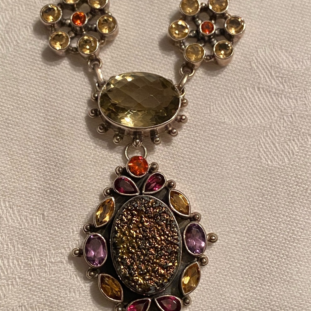 Nicky Butler SET sterling 925 w genuine stones earrings & necklace druzy vintage - Picture 3 of 8
